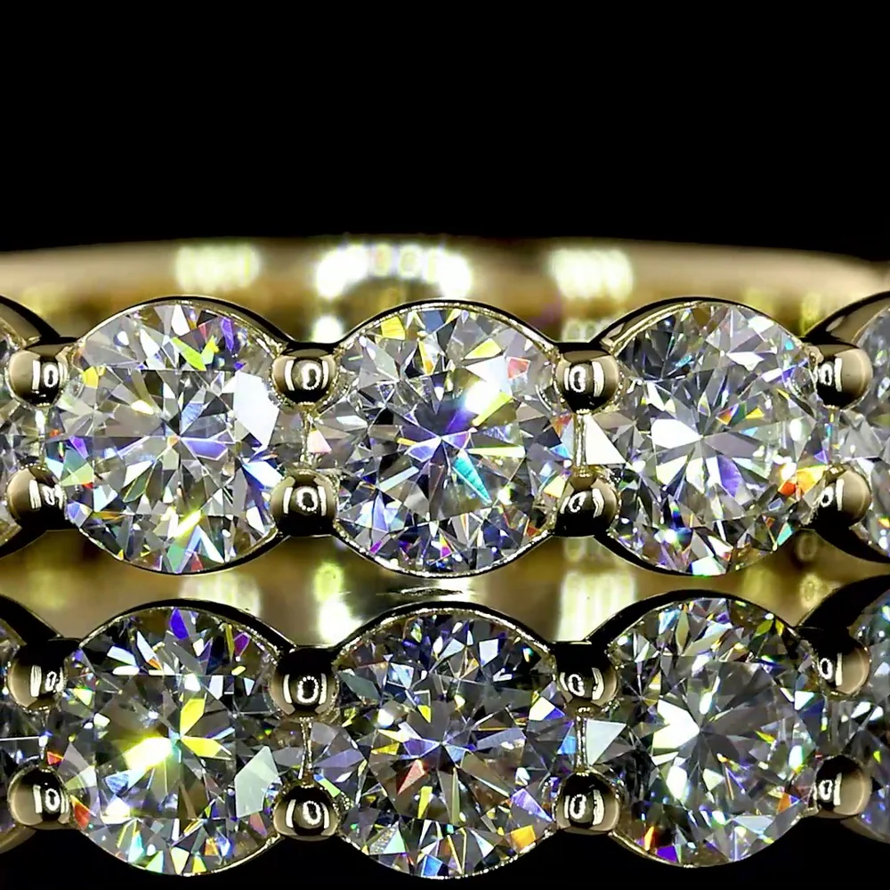 14K Yellow Gold 3/4 Eternity Band with Round Brilliant Lab Diamonds - 1.73 Carats Total Diamond Weight - Covaloro Fine Jewelry - Image 2
