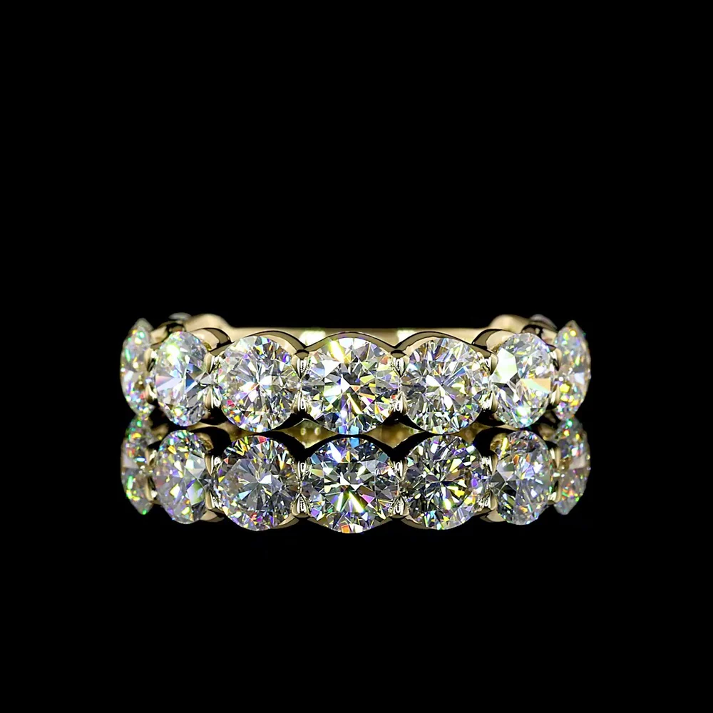 14K Yellow Gold 3/4 Eternity Band with U-Prong Set Round Brilliant Lab Diamonds - 3.30 Carat Total Weight - Covaloro Fine Jewelry