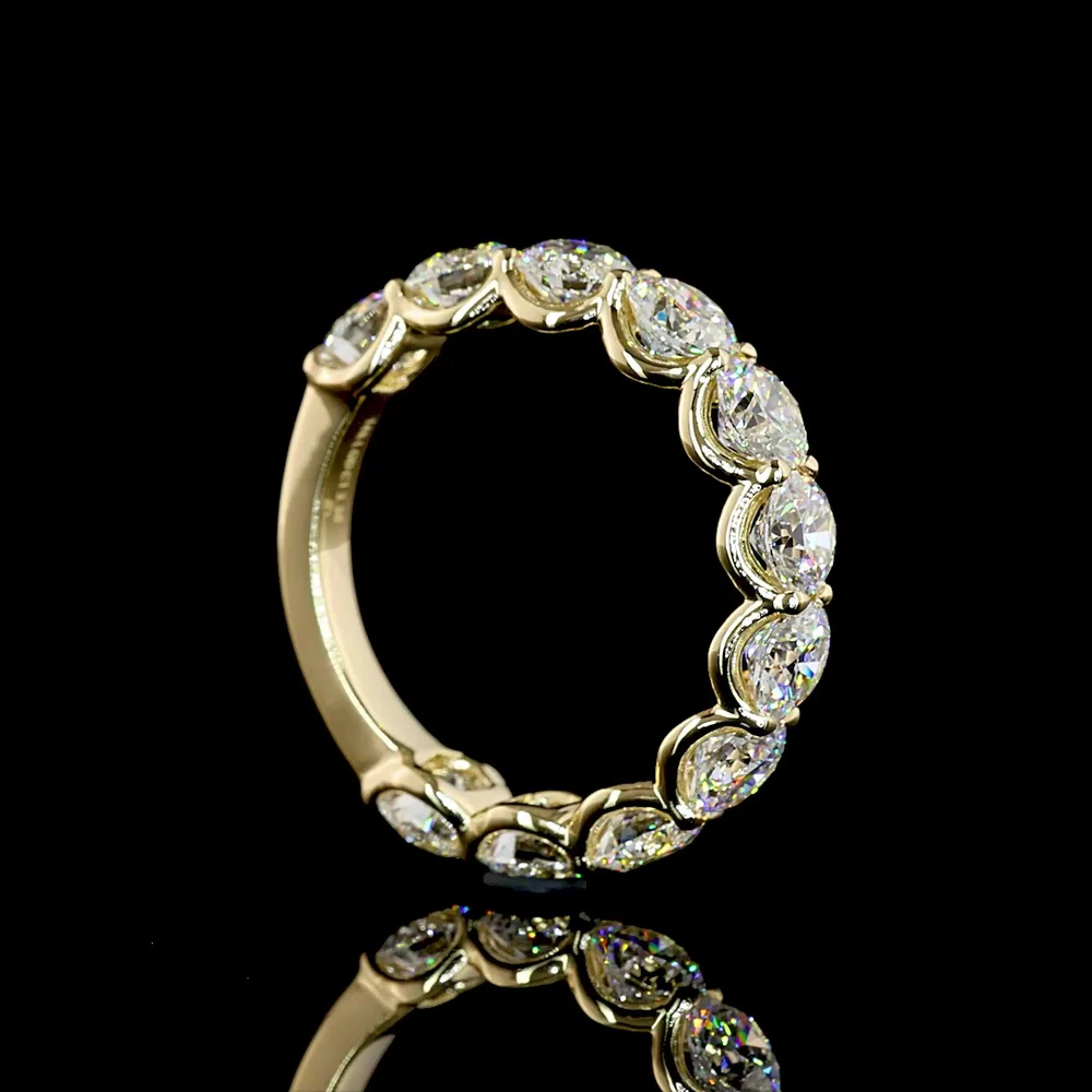 14K Yellow Gold 3/4 Eternity Band with U-Prong Set Round Brilliant Lab Diamonds - 3.30 Carat Total Weight - Covaloro Fine Jewelry - Image 3