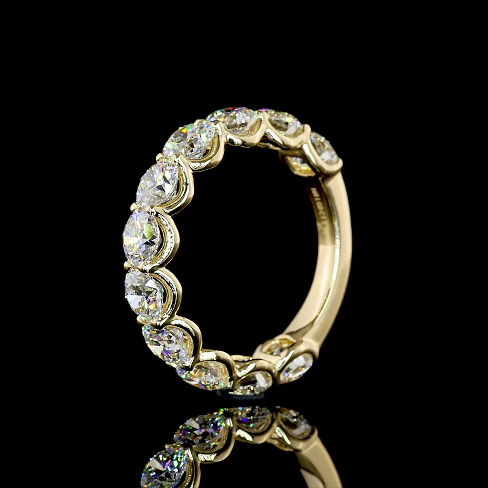 14K Yellow Gold 3/4 Eternity Band with U-Prong Set Round Brilliant Lab Diamonds - 3.30 Carat Total Weight - Covaloro Fine Jewelry - Image 4