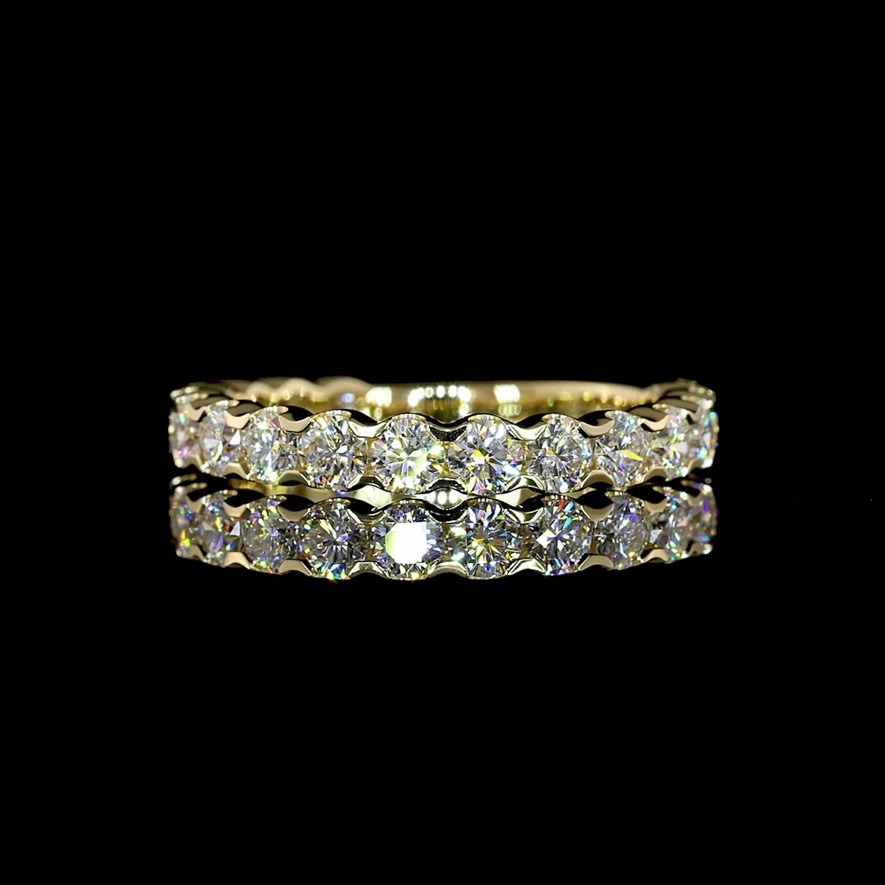 14K Yellow Gold 3/4 Eternity Band with U-Prong Set Round Lab Diamonds - 1.36 Carat Total Weight - Covaloro Fine Jewelry