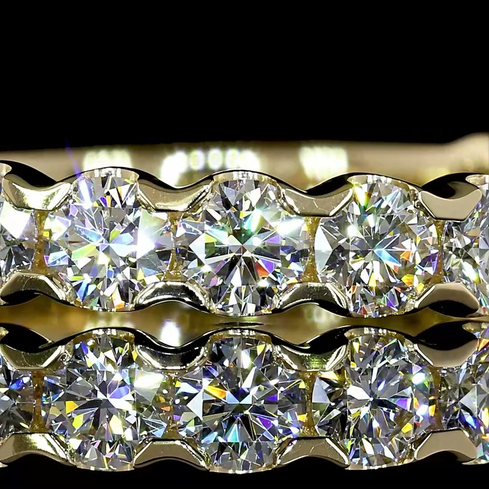 14K Yellow Gold 3/4 Eternity Band with U-Prong Set Round Lab Diamonds - 1.36 Carat Total Weight - Covaloro Fine Jewelry - Image 2