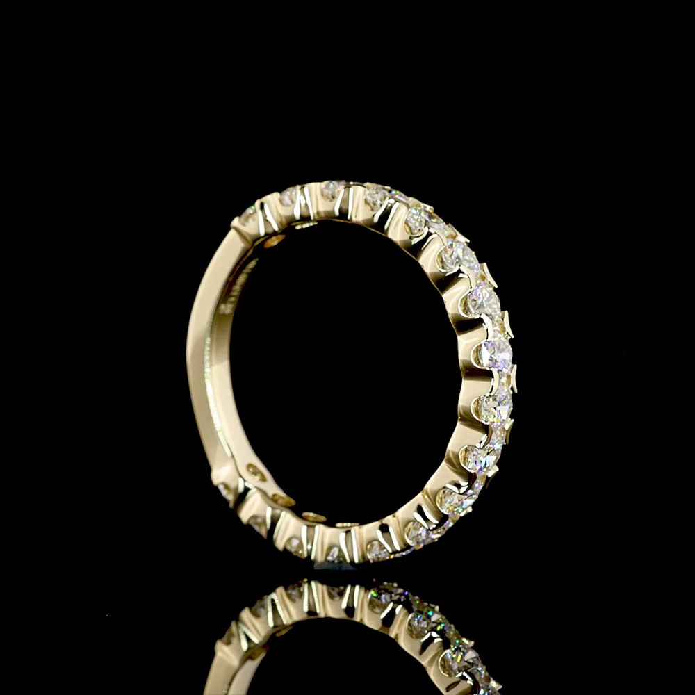 14K Yellow Gold 3/4 Eternity Band with U-Prong Set Round Lab Diamonds - 1.36 Carat Total Weight - Covaloro Fine Jewelry - Image 3