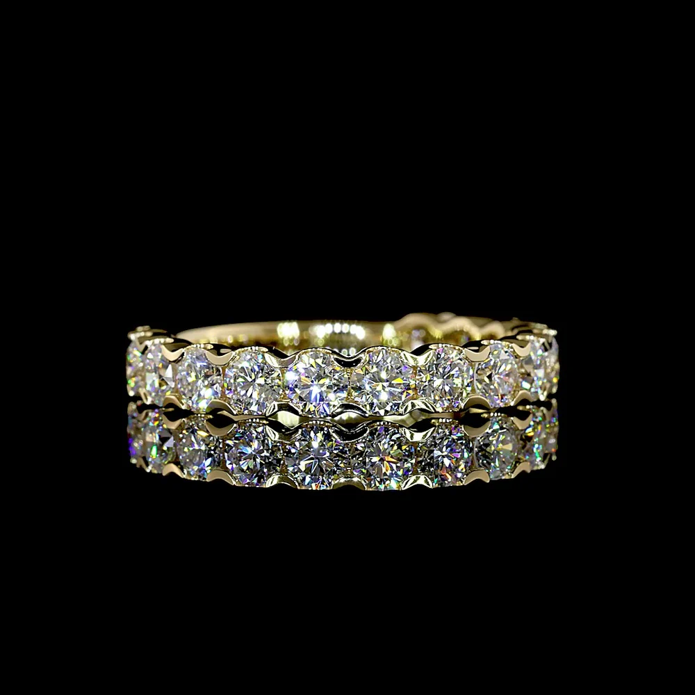 14K Yellow Gold 3/4 Eternity Band with U-Prong Set Round Lab Diamonds - 1.71 Carats Total Diamond Weight - Covaloro Fine Jewelry