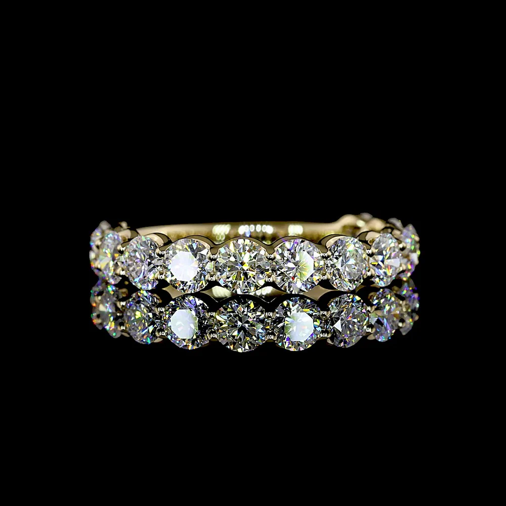 14K Yellow Gold 3/4 Eternity Band with U-Prong Set Round Lab Diamonds - 1.93 Carats Total Diamond Weight - Covaloro Fine Jewelry