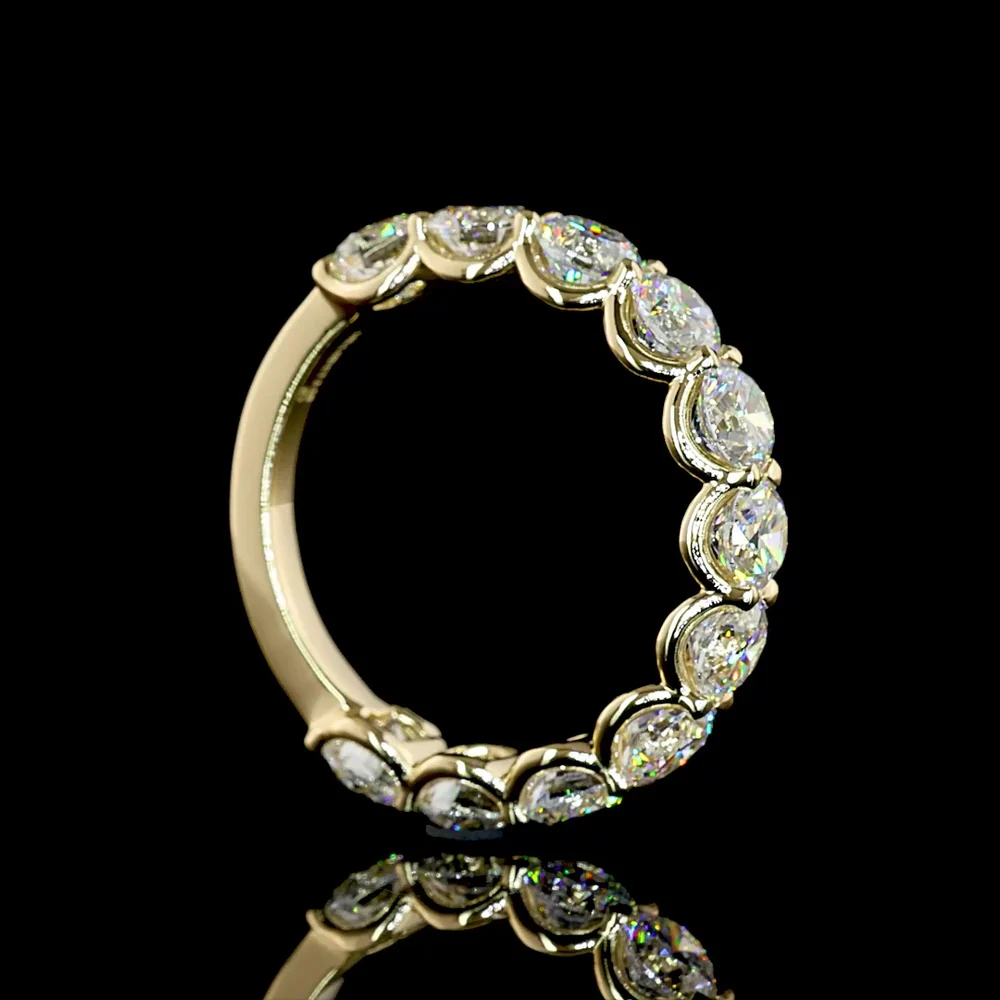 14K Yellow Gold 3/4 Eternity Band with U-Prong Set Round Lab Diamonds - 3.59 Carats Total Diamond Weight - Covaloro Fine Jewelry - Image 3