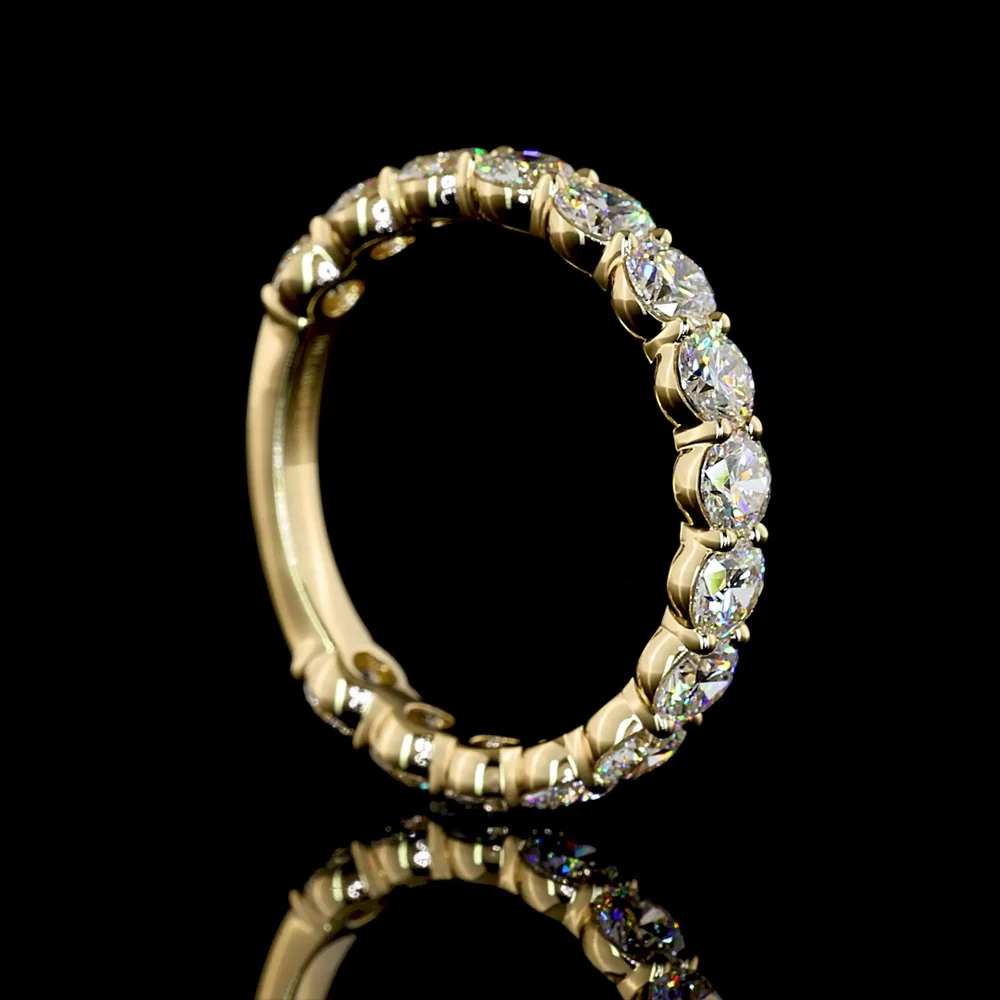14K Yellow Gold 3/4 Round Eternity Band with 15 Round Brilliant Cut Lab Diamonds - 2.13 Carats Total Diamond Weight - Covaloro Fine Jewelry - Image 3
