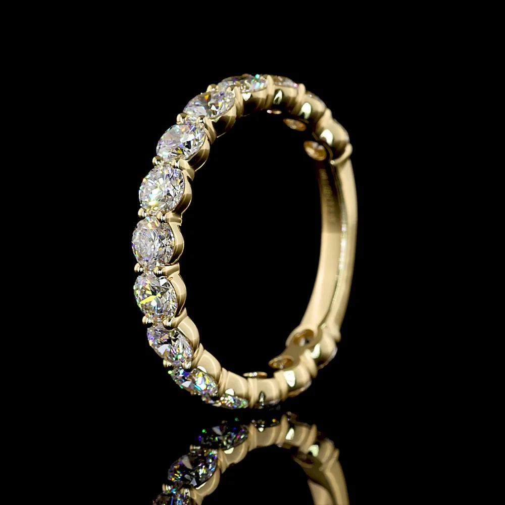 14K Yellow Gold 3/4 Round Eternity Band with 15 Round Brilliant Cut Lab Diamonds - 2.13 Carats Total Diamond Weight - Covaloro Fine Jewelry - Image 4