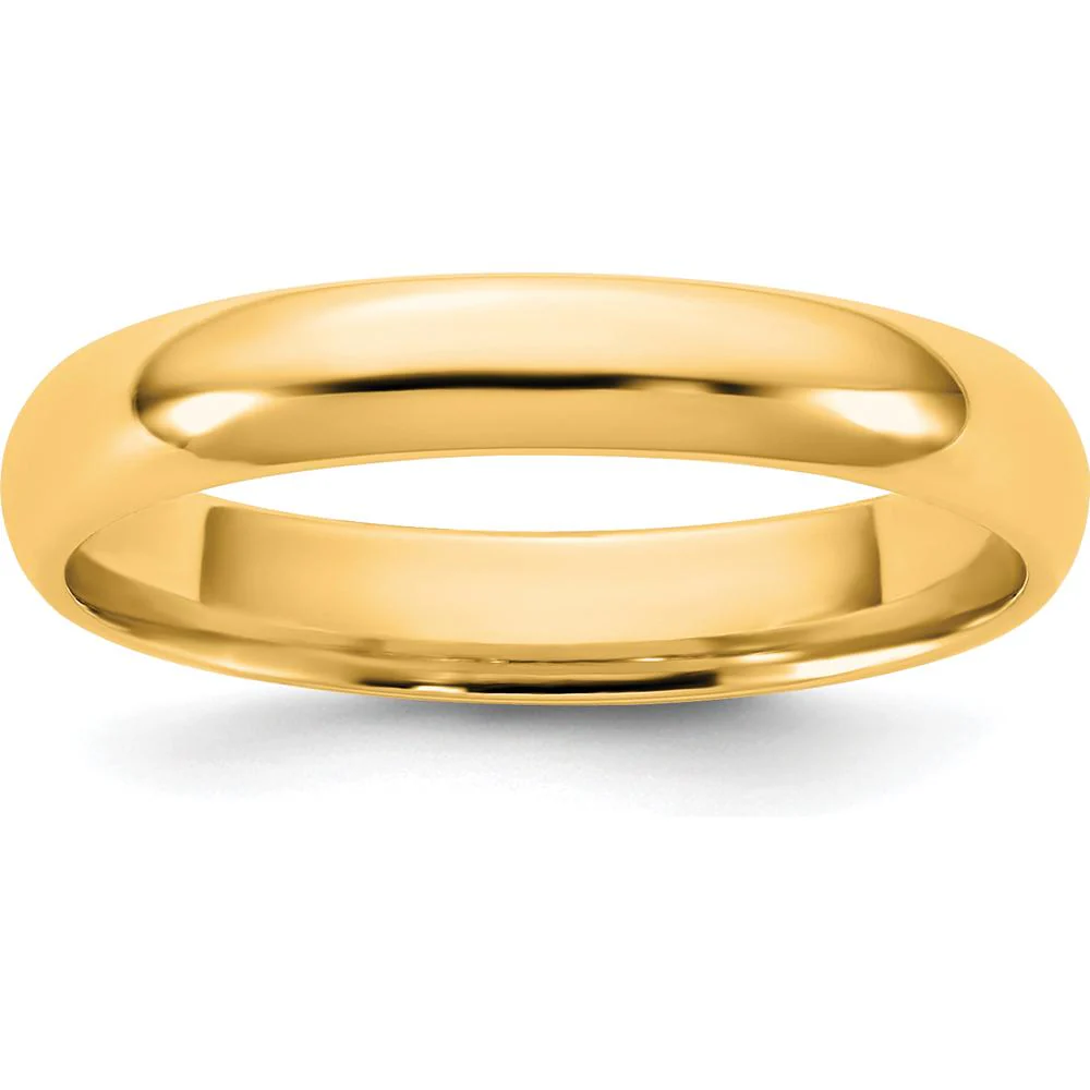 14K Yellow Gold 3.5mm Domed Comfort Fit Wedding Band - Solid Polished Finish by Luciano & Cie