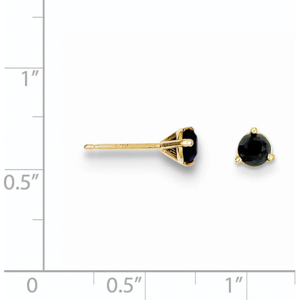 14K Yellow Gold 3-Prong Set Round Black Diamond Stud Earrings - 0.4 Carat Total Diamond Weight by Oro Pregiato - Image 4