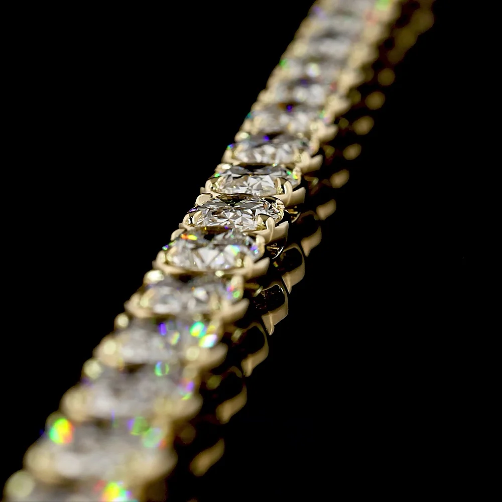 14K Yellow Gold 36.16 Carat Oval Cut Lab Diamond Tennis Necklace with East-West Bezel-Prong Setting - E-F Color VS1 Clarity - Covaloro Fine Jewelry - Image 4