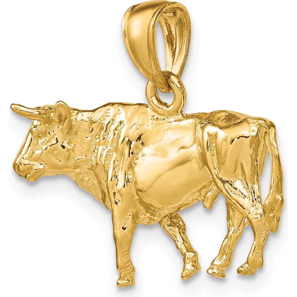 14K Yellow Gold 3D Bull with Horns Charm Pendant by Oro Pregiato - Image 6