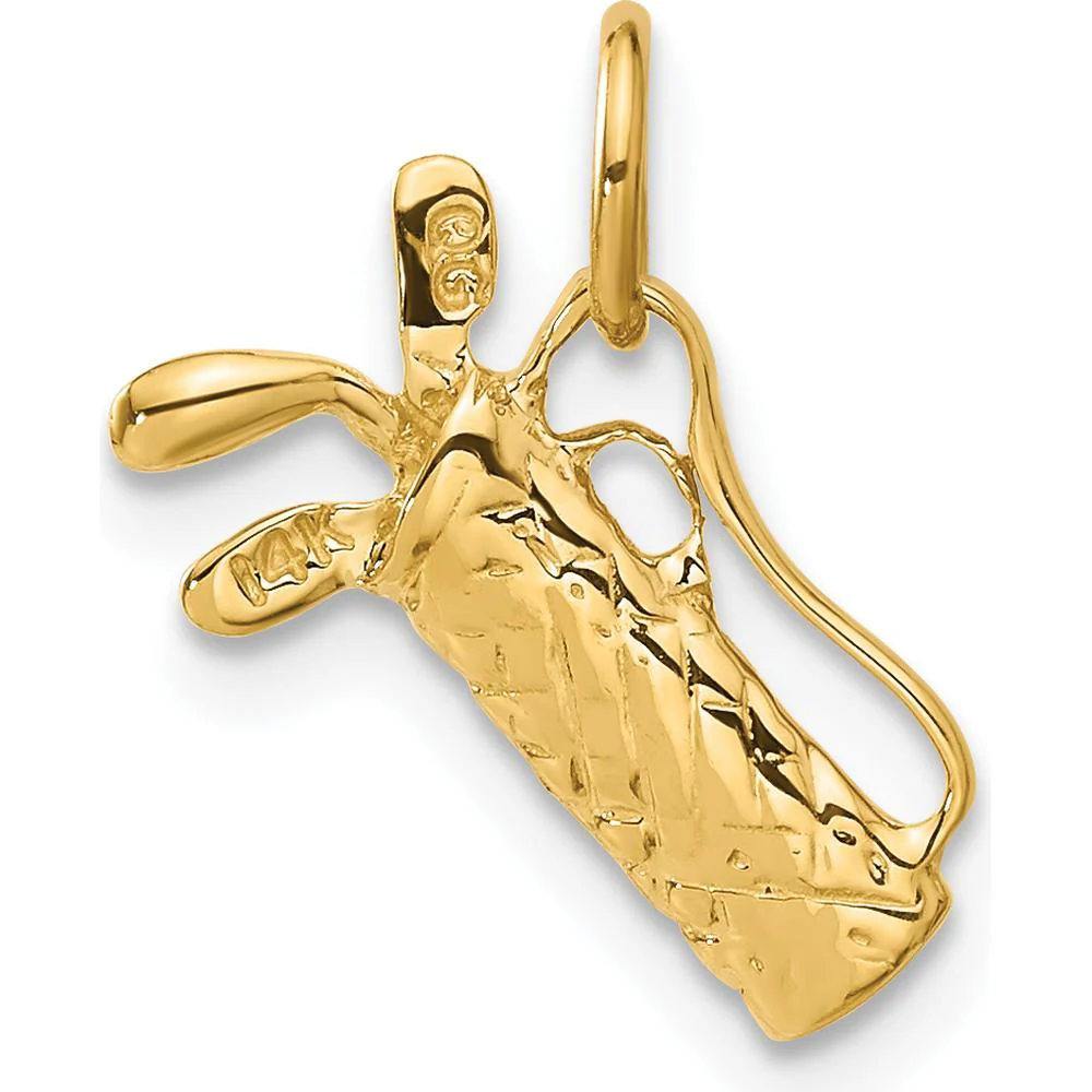 14K Yellow Gold 3D Golf Bag Pendant Charm for Men by Oro Pregiato - Image 3