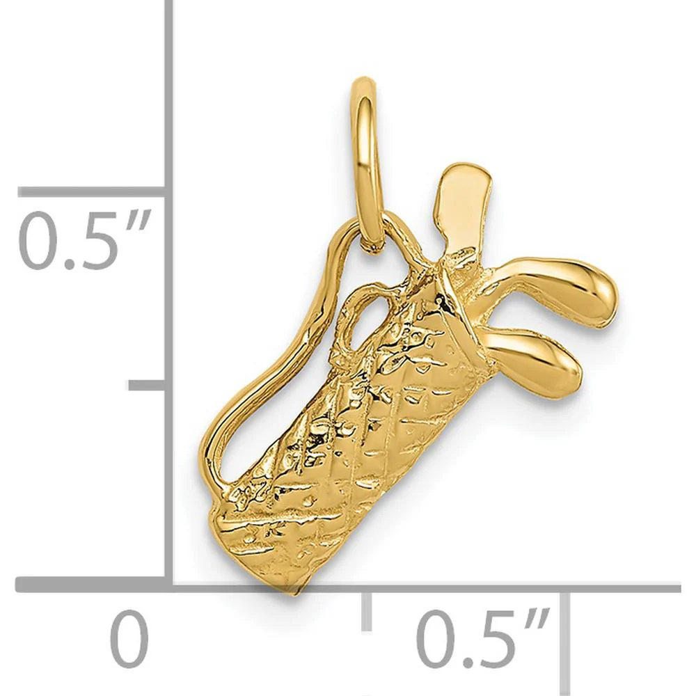 14K Yellow Gold 3D Golf Bag Pendant Charm for Men by Oro Pregiato - Image 4