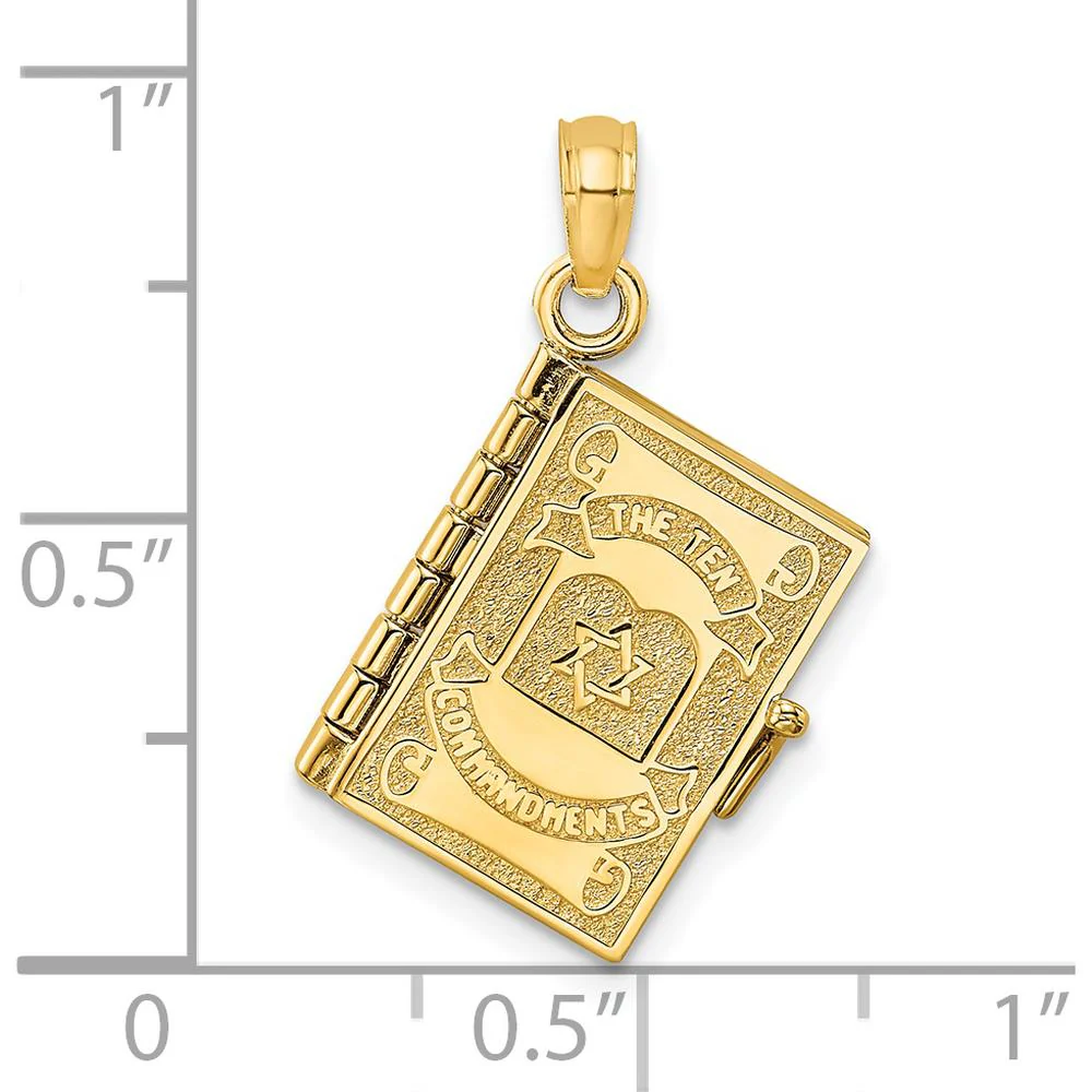 14K Yellow Gold 3D Movable Pages Hebrew The Ten Commandments Pendant by Oro Pregiato - Image 3