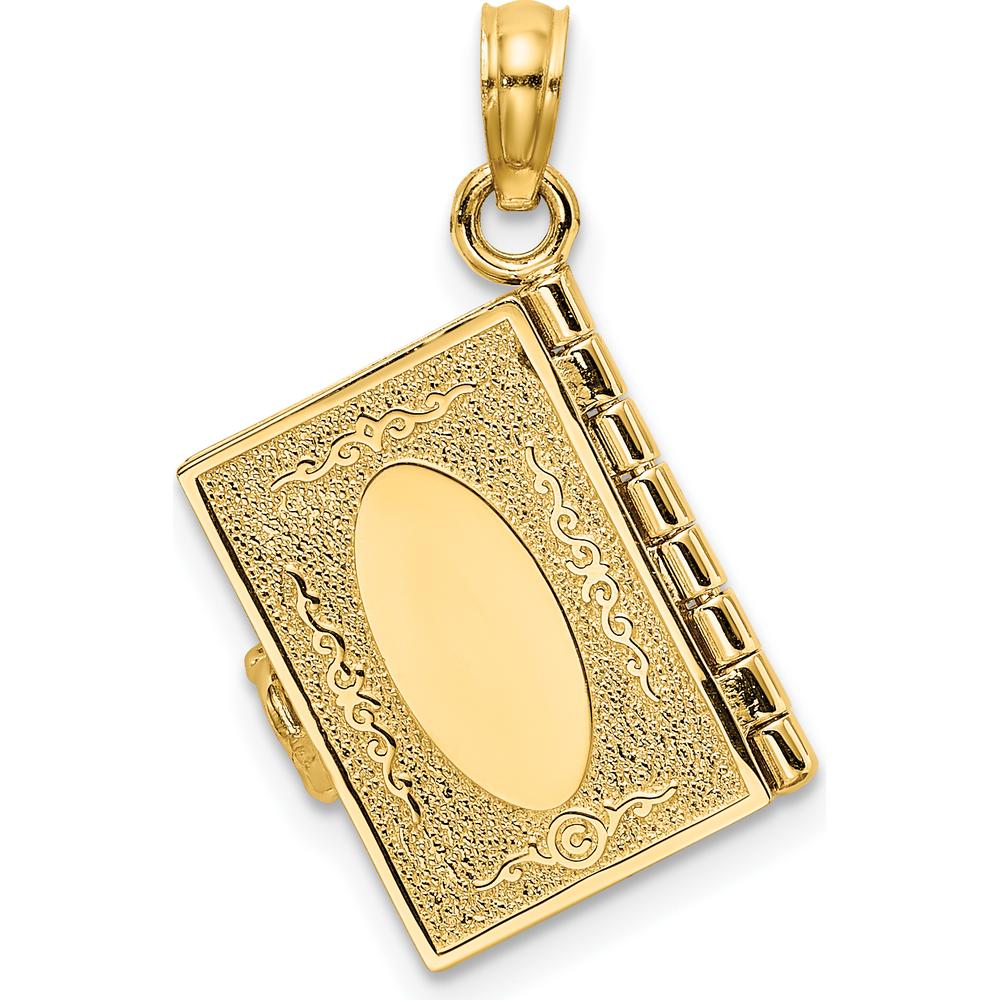 14K Yellow Gold 3D Movable Pages Hebrew The Ten Commandments Pendant by Oro Pregiato - Image 4