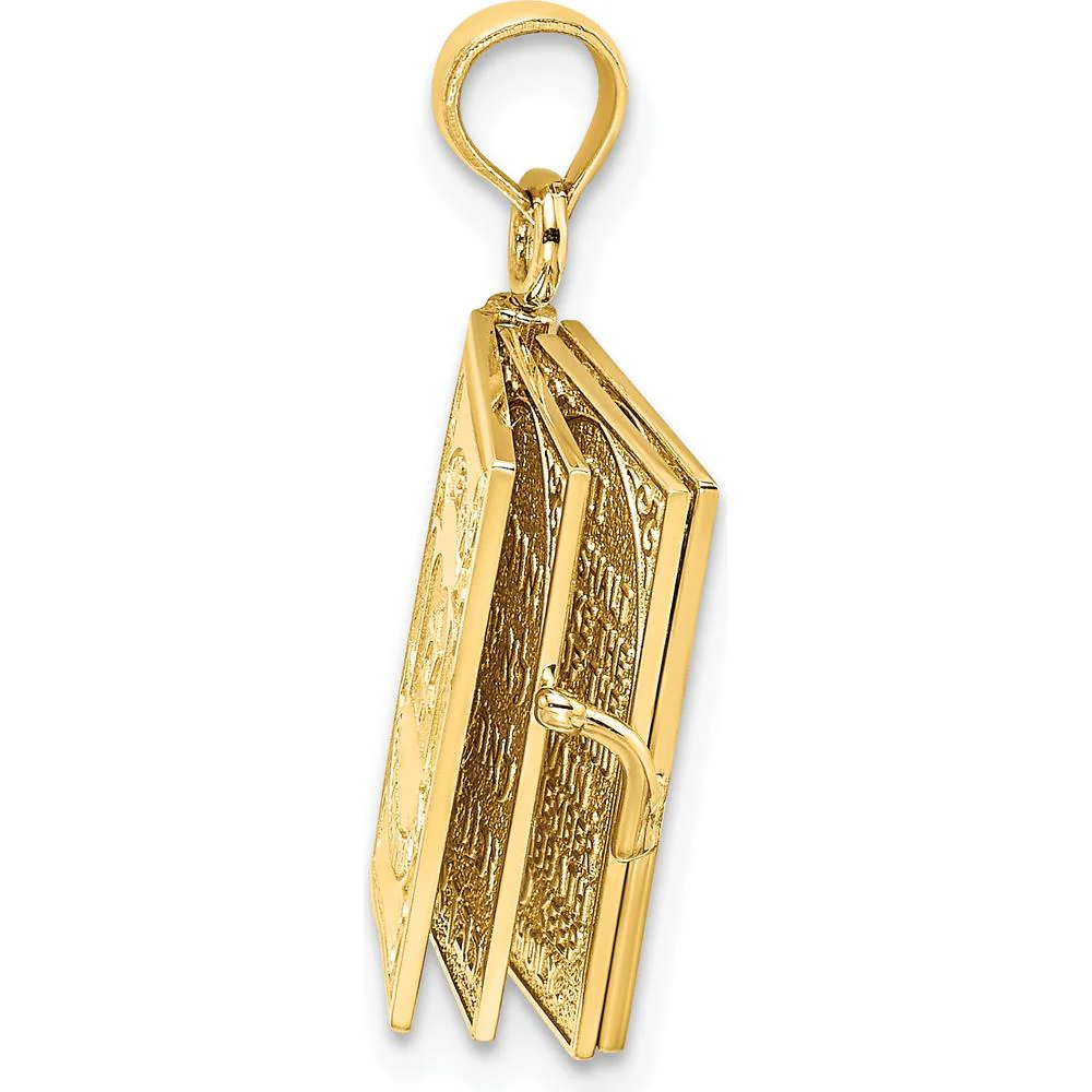 14K Yellow Gold 3D Movable Pages Hebrew The Ten Commandments Pendant by Oro Pregiato - Image 5