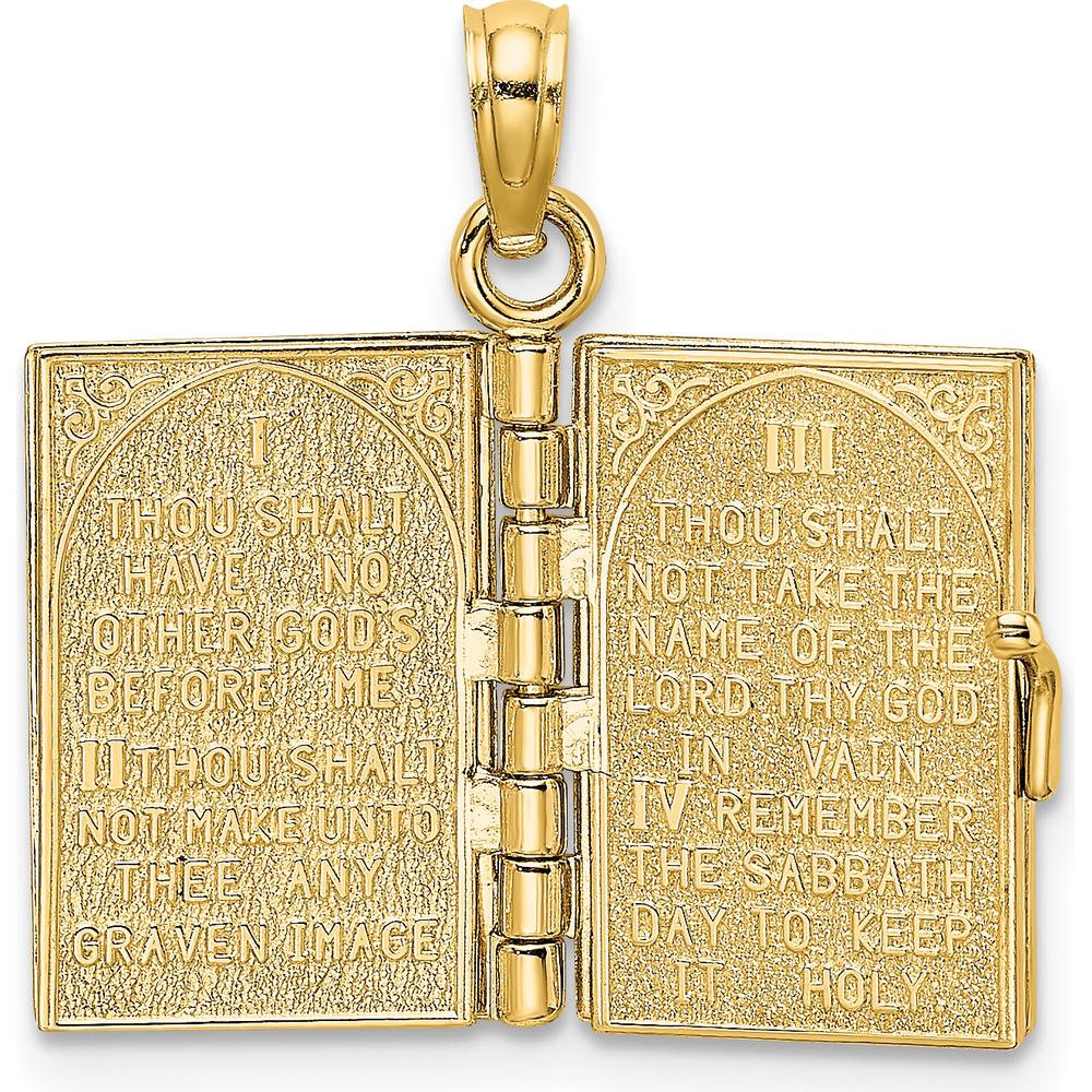 14K Yellow Gold 3D Movable Pages Hebrew The Ten Commandments Pendant by Oro Pregiato - Image 7
