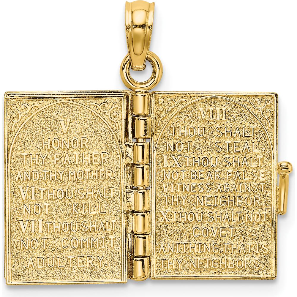 14K Yellow Gold 3D Movable Pages Hebrew The Ten Commandments Pendant by Oro Pregiato - Image 8