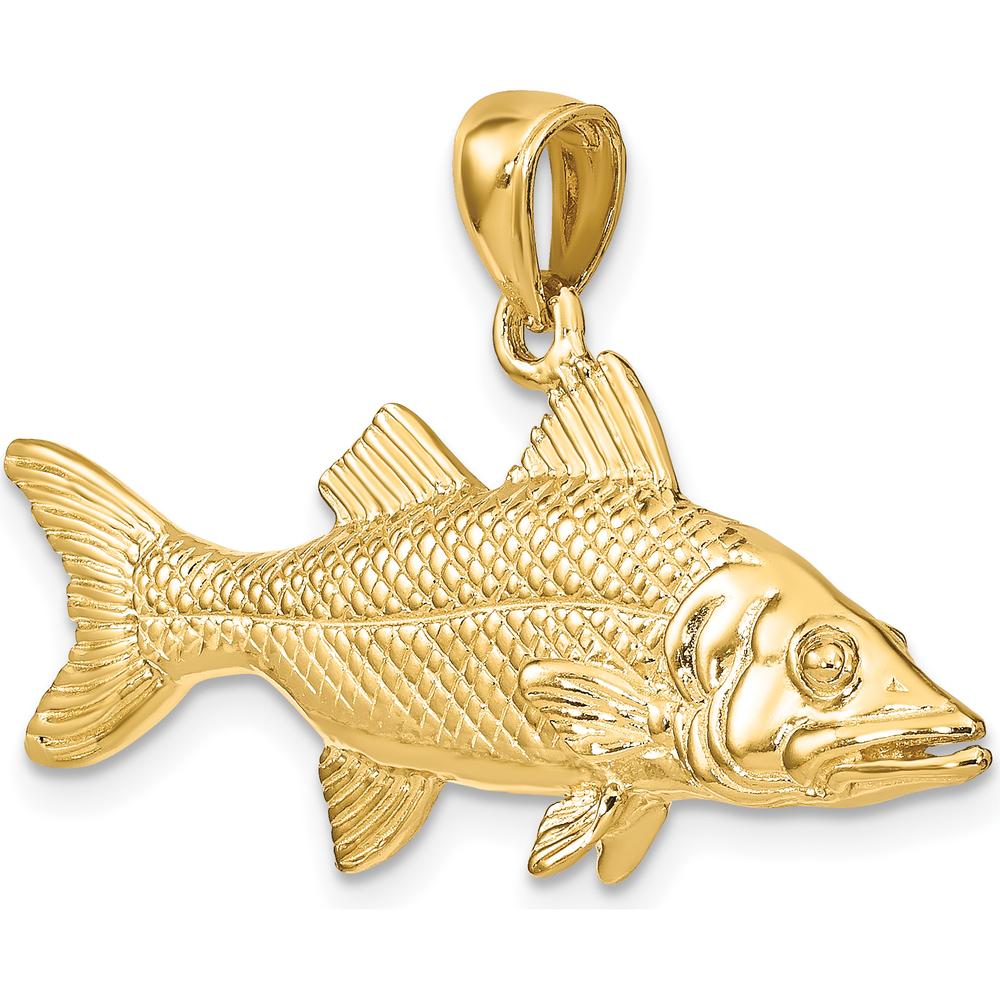 14K Yellow Gold 3D Snook Fish Pendant with Polished and Textured Detailing by Oro Pregiato - Image 5