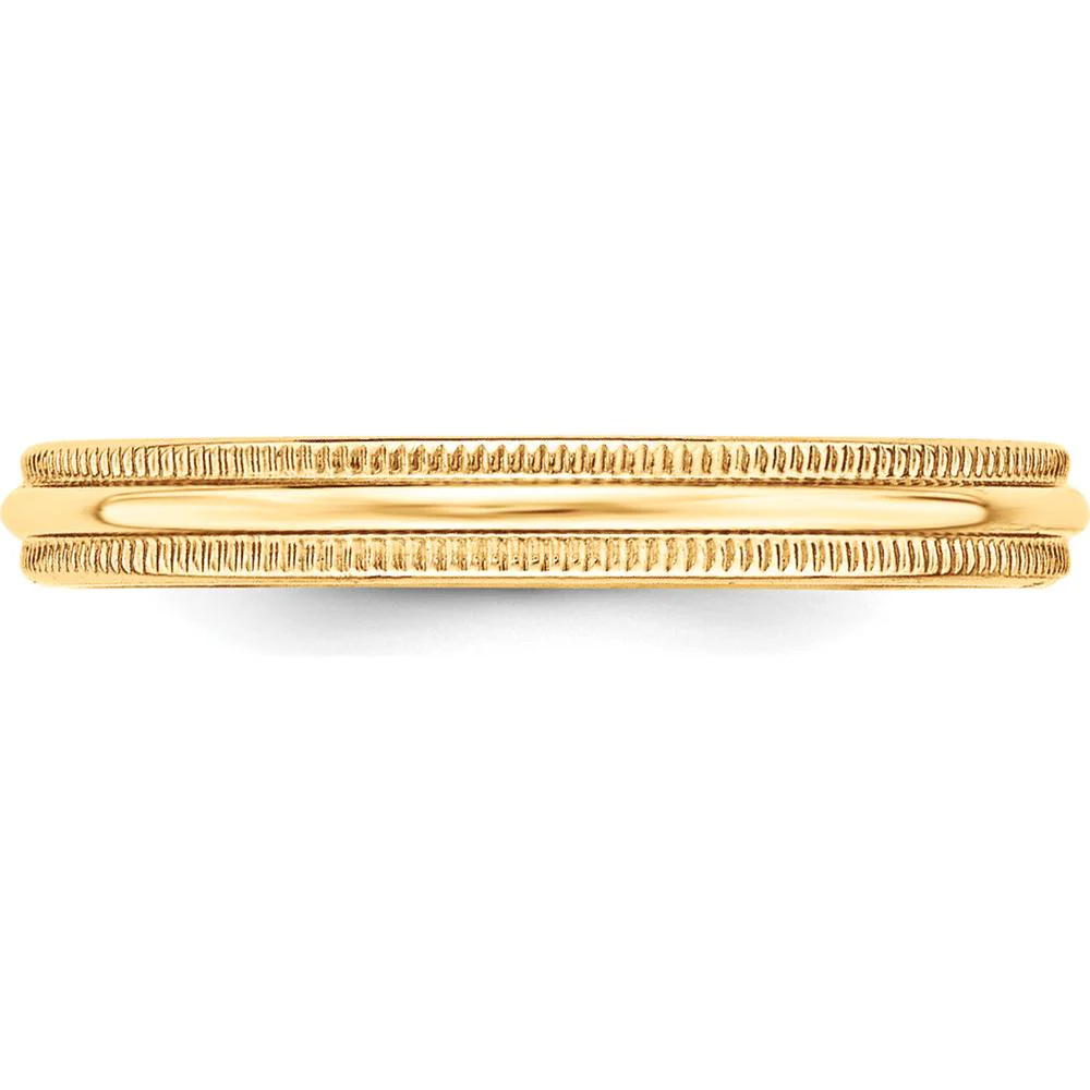 14K Yellow Gold 3mm Milgrain Half Round Wedding Band - Size 8.5, Lightweight Design by Luciano & Cie - Image 3