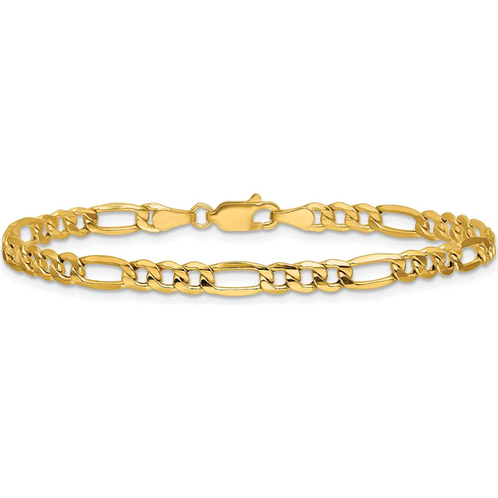 14K Yellow Gold 4.2mm Semi-Solid Figaro Chain Anklet - 9-inch Length by Oro Pregiato - Image 3