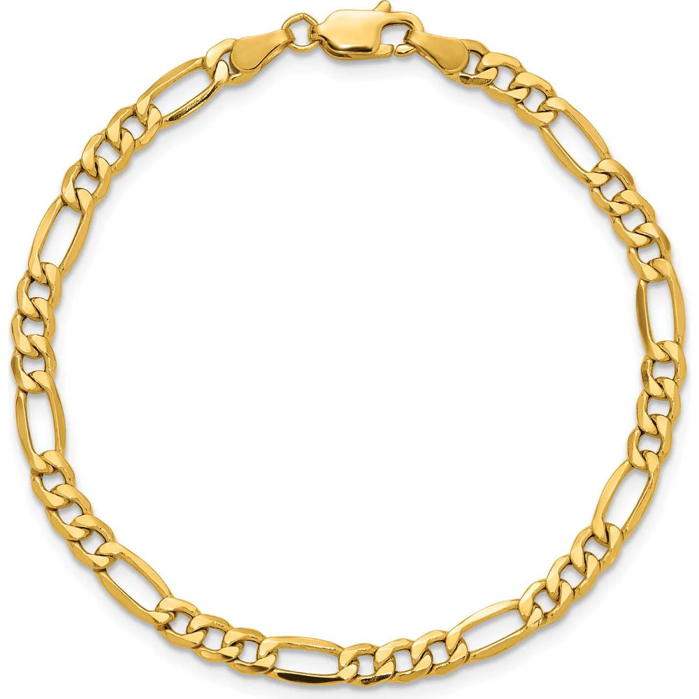 14K Yellow Gold 4.2mm Semi-Solid Figaro Chain Anklet - 9-inch Length by Oro Pregiato - Image 4