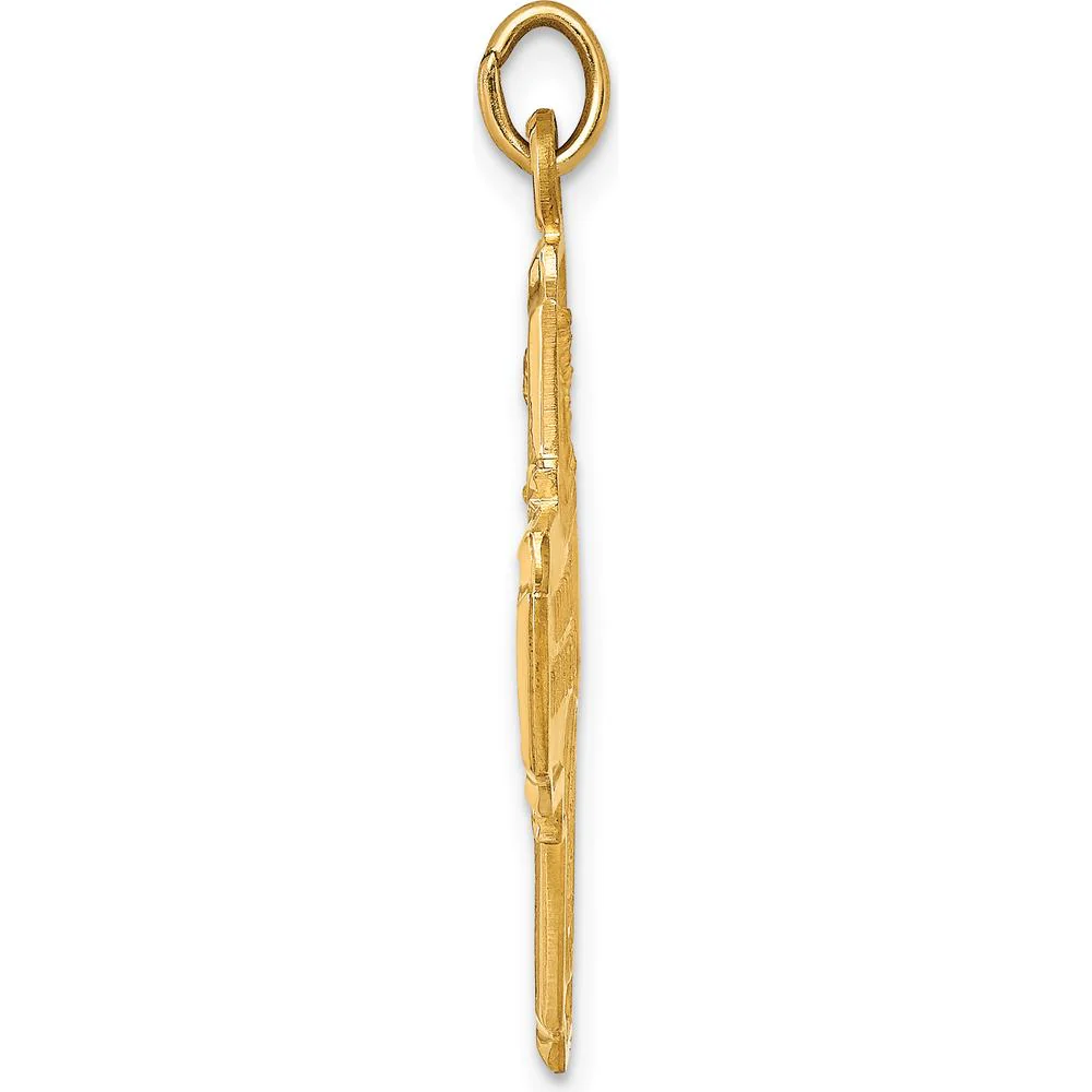 14K Yellow Gold 4-Way Medal Pendant with Polished and Satin Finish - Medium Size by Oro Pregiato - Image 2
