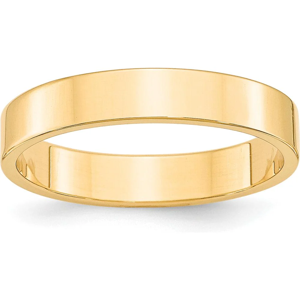 14K Yellow Gold 4mm Lightweight Flat Wedding Band Size 9 by Luciano & Cie