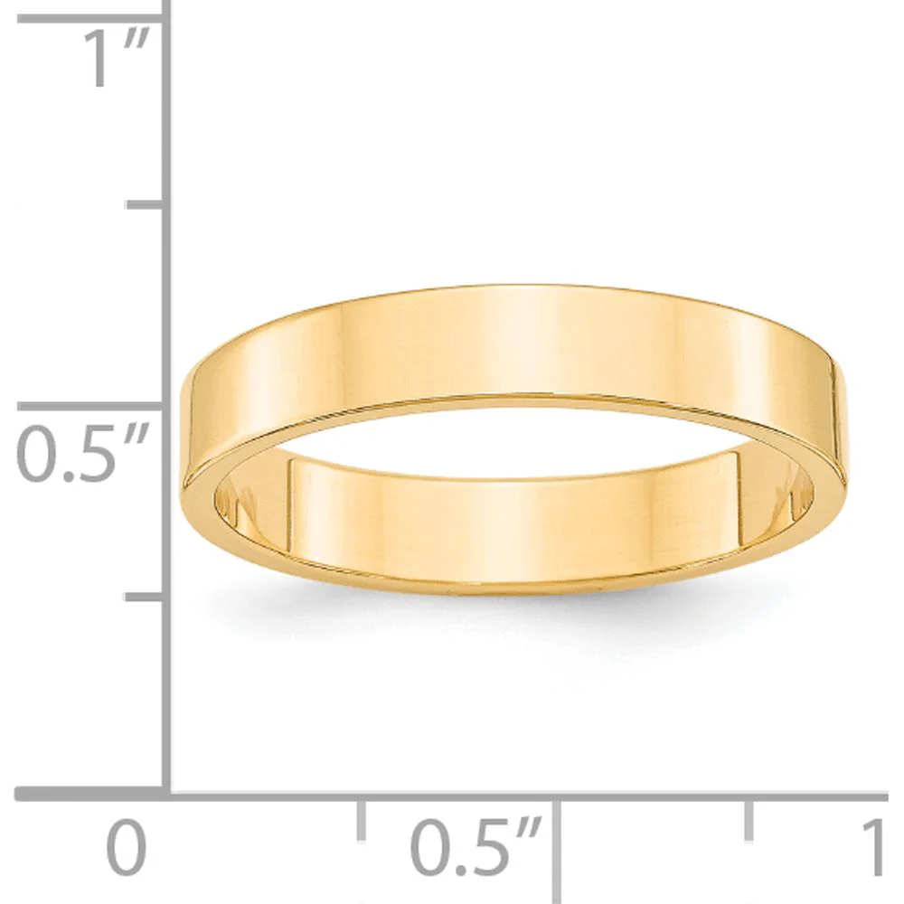 14K Yellow Gold 4mm Lightweight Flat Wedding Band Size 9 by Luciano & Cie - Image 3