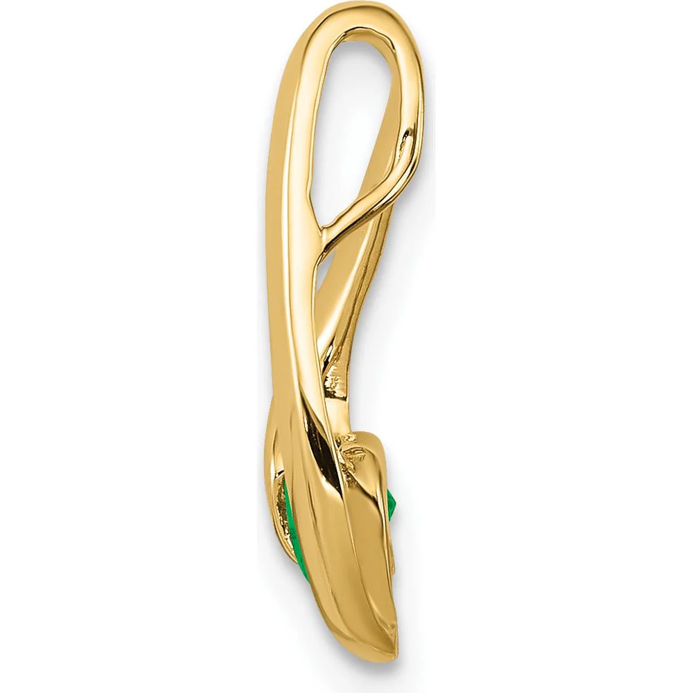 14K Yellow Gold 4mm Round Emerald Pendant with Faceted Stone - 0.28 Carat Total Emerald Weight by Monteluci Fine Jewelry - Image 2
