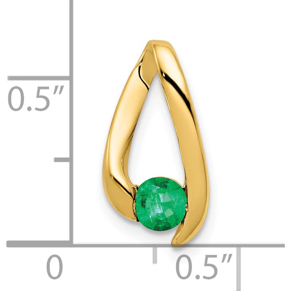 14K Yellow Gold 4mm Round Emerald Pendant with Faceted Stone - 0.28 Carat Total Emerald Weight by Monteluci Fine Jewelry - Image 3