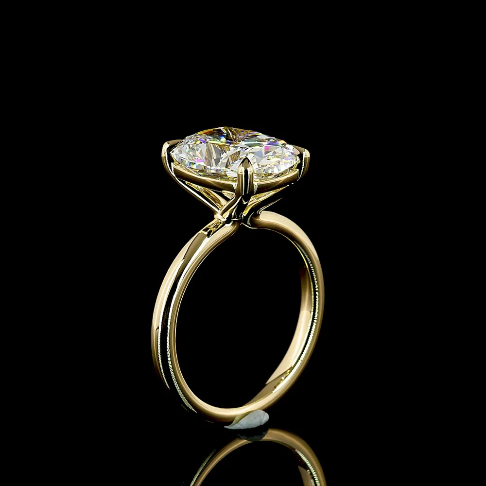 14K Yellow Gold 5.09 Carat Cushion Brilliant Cut Solitaire Ring with D VVS2 Lab Diamond - IGI Certified - Covaloro Fine Jewelry - Image 4
