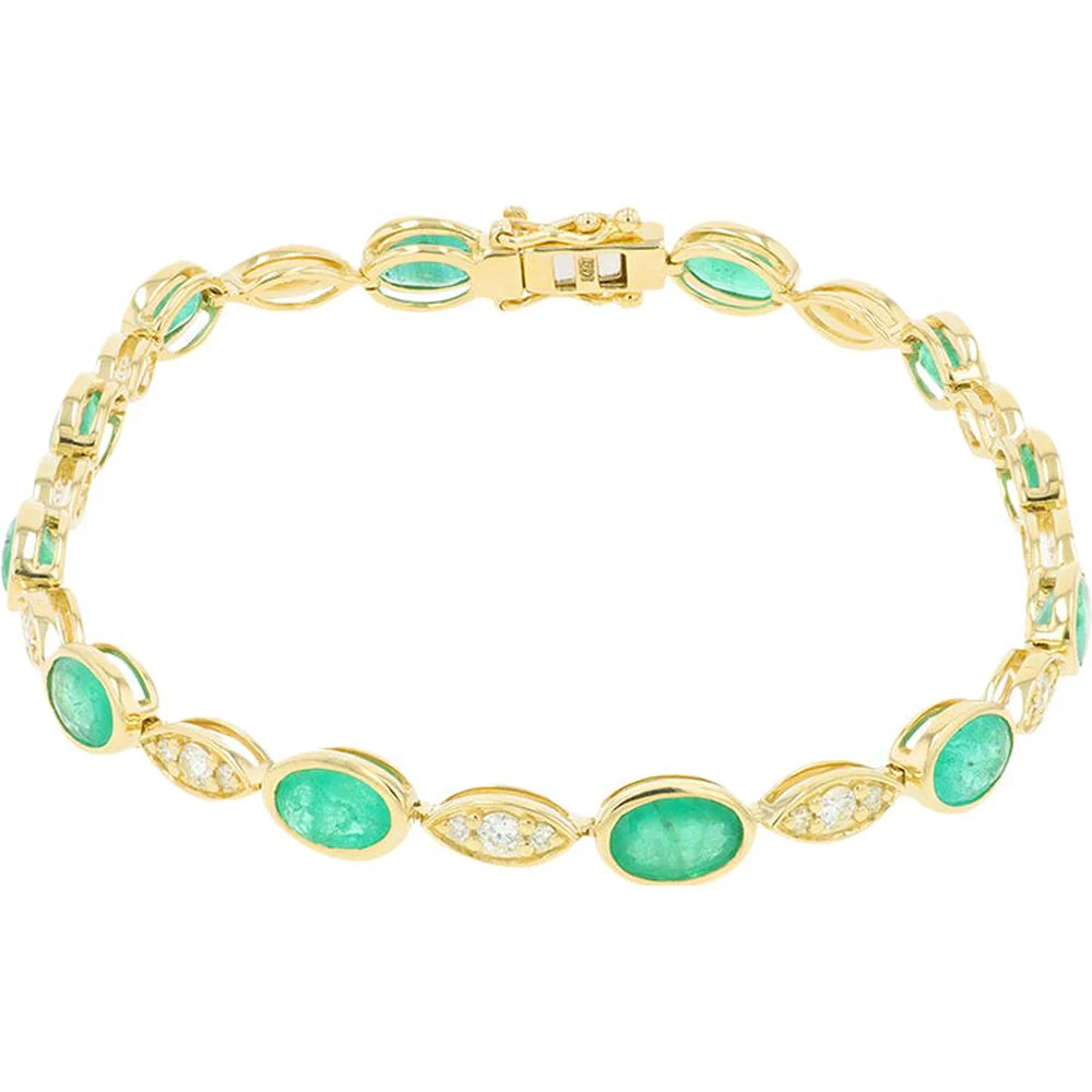 14K Yellow Gold 5.10 Carat Emerald Bracelet with 0.60 Carat Diamond Accents - Image 2