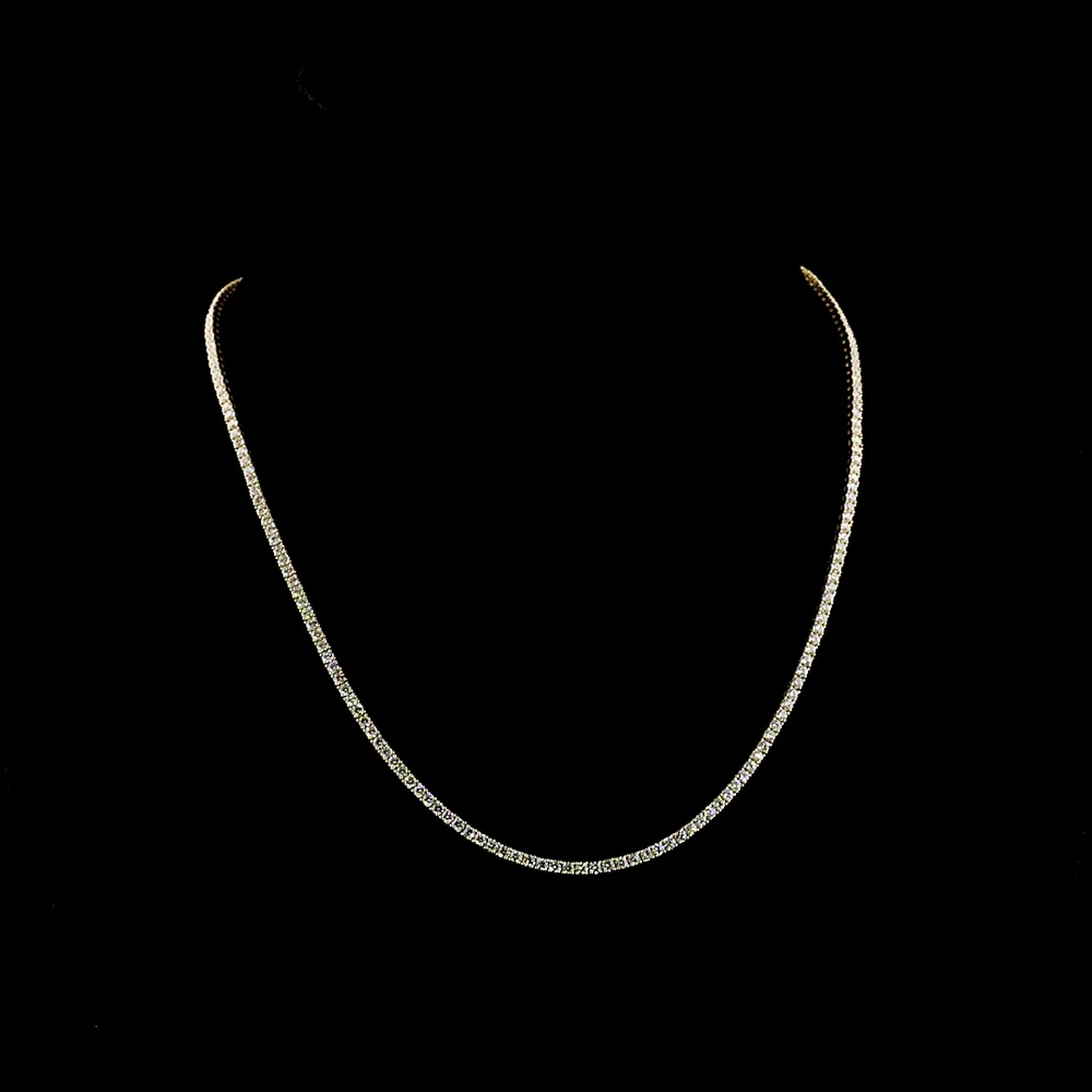 14K Yellow Gold 5.33 Carat Round Brilliant Lab Diamond Tennis Necklace with Prong Setting - 197 Stones, E-F Color VS1 Clarity - Covaloro Fine Jewelry