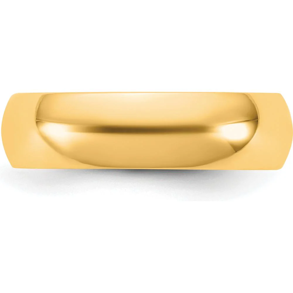 14K Yellow Gold 5.5mm Polished Half Round Band Ring - Unisex Wedding/Anniversary Band by Luciano & Cie - Image 3