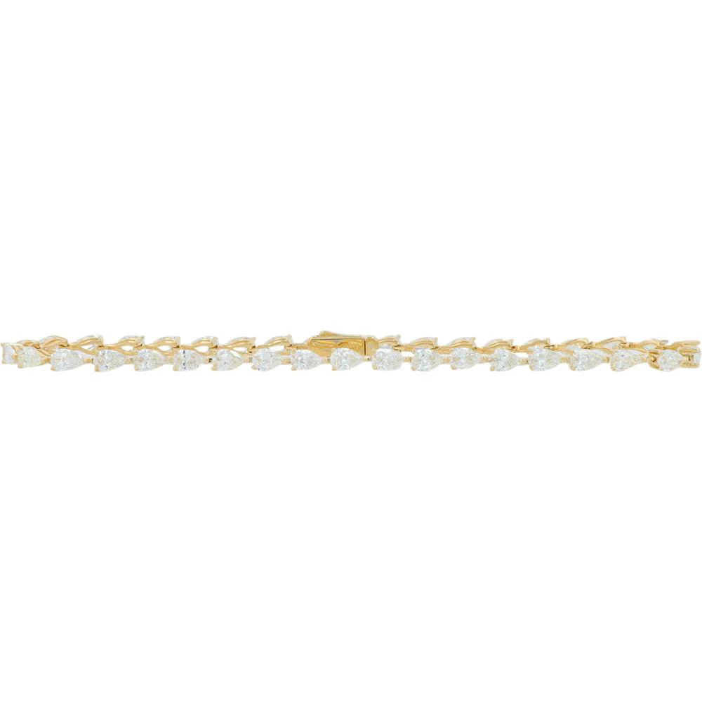 14K Yellow Gold 5 Carat Lab Grown Diamond Tennis Bracelet - Pear Shaped Diamonds
