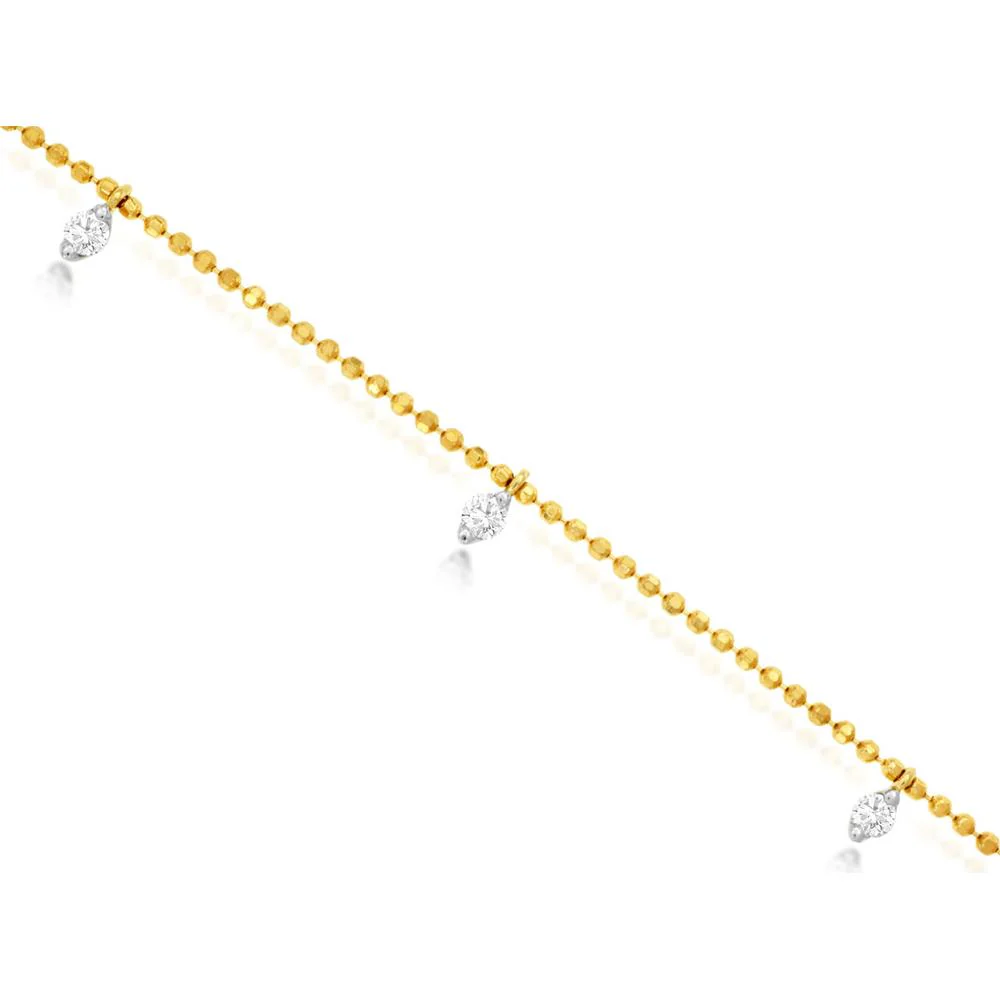 14K Yellow Gold 5 Station Diamond Bracelet with Pear-Shaped Diamonds - 0.20 Carats Total Diamond Weight - Royal Jewelry