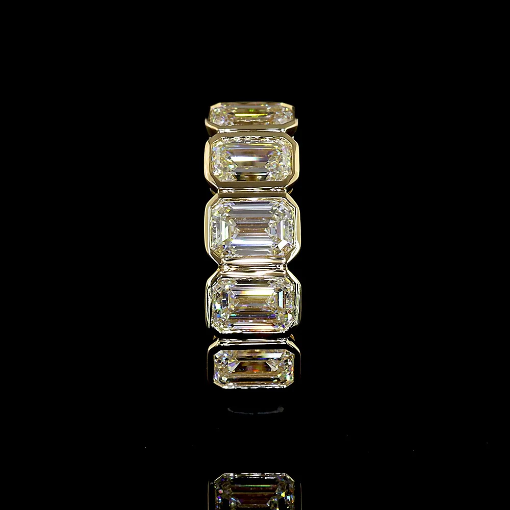 14K Yellow Gold 5-Stone Emerald Cut Lab Diamond Eternity Band - Bezel Set, 3.02 Carat Total Weight, E-F Color VS Clarity - Covaloro Fine Jewelry - Image 4