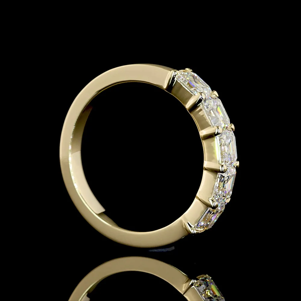 14K Yellow Gold 5-Stone Eternity Band with Asscher Cut Lab Diamonds - 2.08 Carats Total Diamond Weight - Covaloro Fine Jewelry - Image 3
