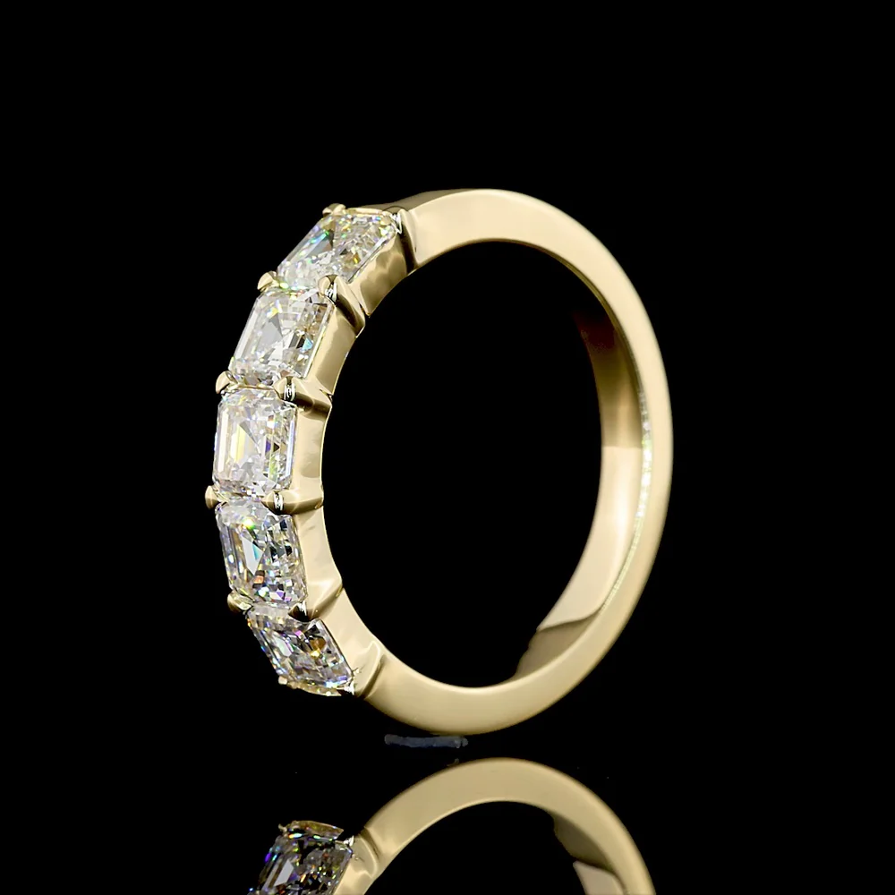 14K Yellow Gold 5-Stone Eternity Band with Asscher Cut Lab Diamonds - 2.08 Carats Total Diamond Weight - Covaloro Fine Jewelry - Image 4
