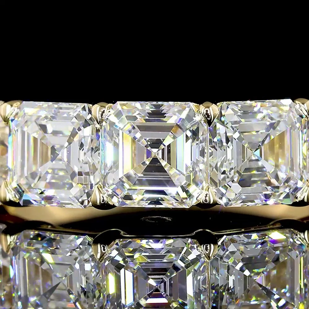 14K Yellow Gold 5-Stone Eternity Band with Asscher Cut Lab Diamonds - E-F VS1 Clarity, 3.03 Carat Total Weight - Covaloro Fine Jewelry - Image 2