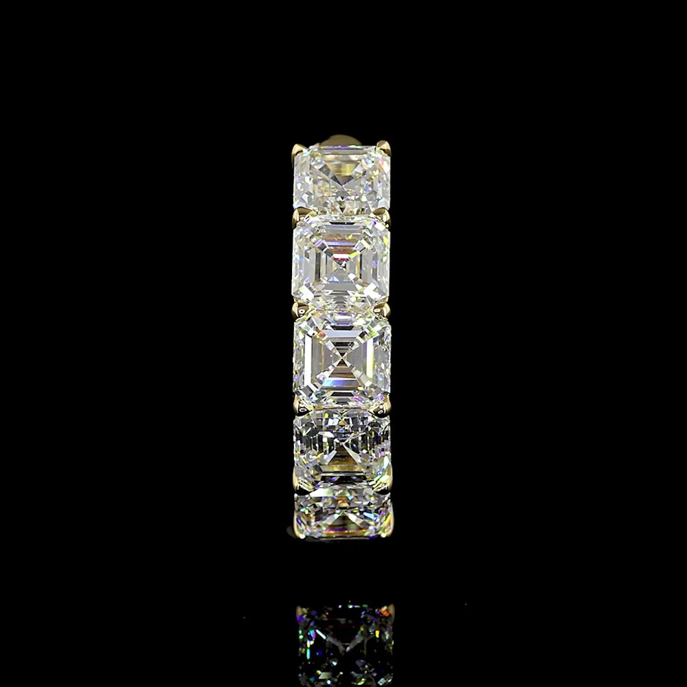 14K Yellow Gold 5-Stone Eternity Band with Asscher Cut Lab Diamonds - E-F VS1 Clarity, 3.03 Carat Total Weight - Covaloro Fine Jewelry - Image 4