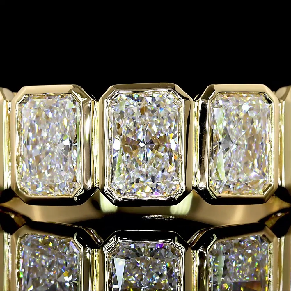 14K Yellow Gold 5 Stone Eternity Band with Bezel Set Radiant Cut Lab Diamonds - 3.06 Carat Total Weight, E-F Color, VS Clarity - Covaloro Fine Jewelry - Image 2