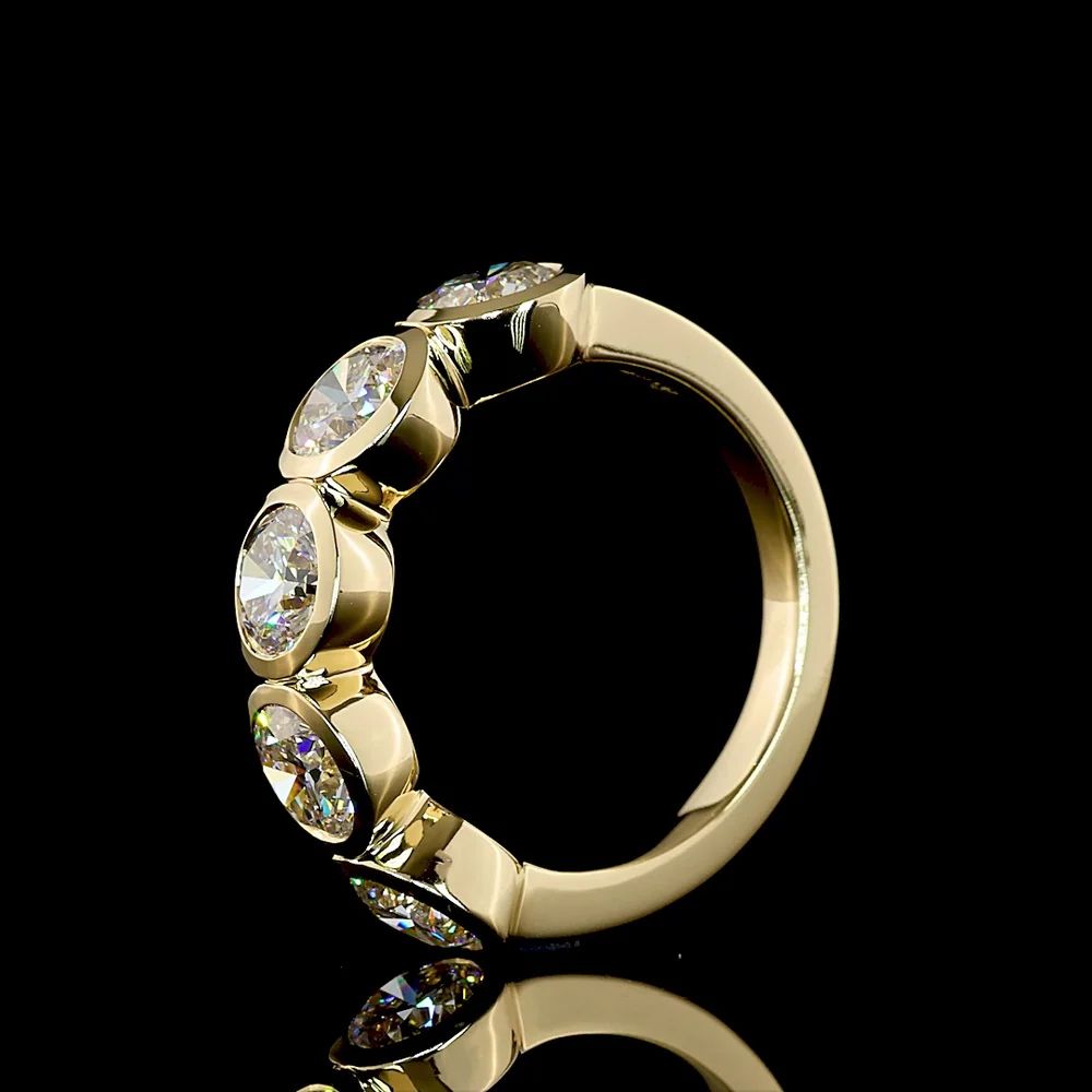 14K Yellow Gold 5-Stone Eternity Band with Bezel Set Round Lab Diamonds - 3.07 Carat Total Weight - Covaloro Fine Jewelry - Image 4