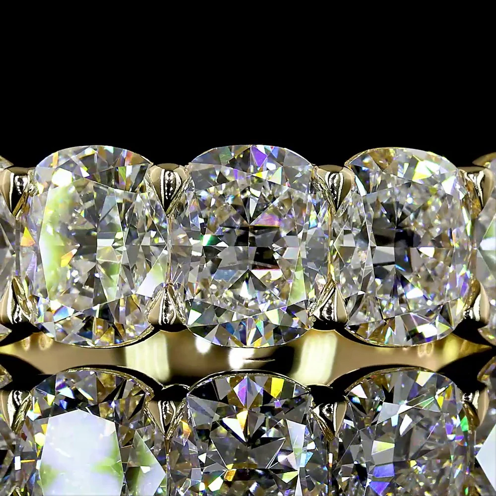 14K Yellow Gold 5-Stone Eternity Band with Cushion Brilliant Cut Lab Diamonds - 3.16 Total Carat Weight, E-F Color VS1 Clarity - Covaloro Fine Jewelry - Image 2
