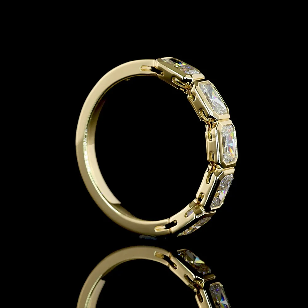 14K Yellow Gold 5 Stone Eternity Band with East-West Bezel Set Radiant Cut Lab Diamonds - 1.43 Carats Total Diamond Weight - Covaloro Fine Jewelry - Image 3
