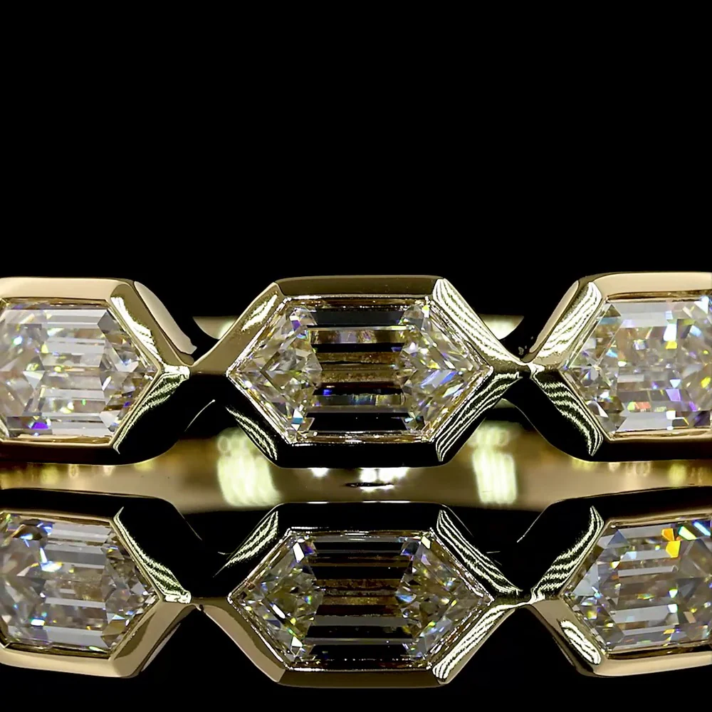 14K Yellow Gold 5-Stone Eternity Band with East-West Bezel Set Step Marquise Lab Diamonds - 1.26 Carats Total Diamond Weight - Covaloro Fine Jewelry - Image 2