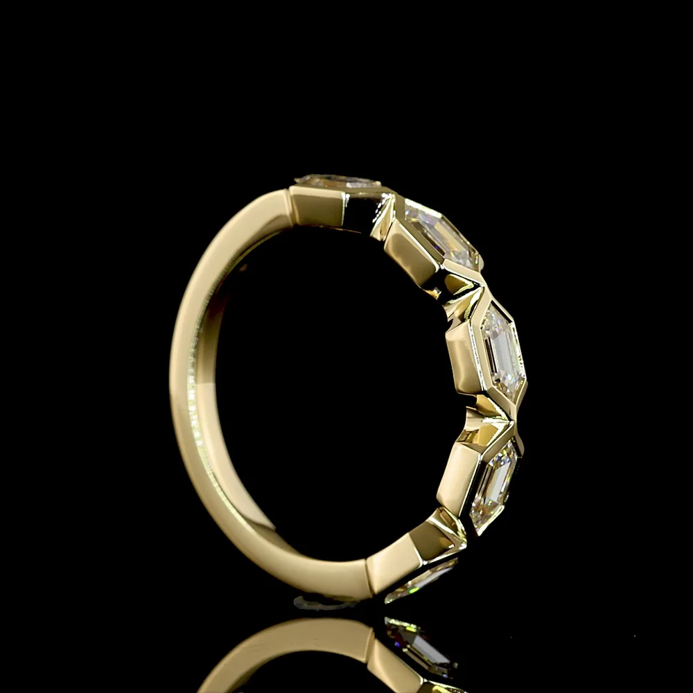 14K Yellow Gold 5-Stone Eternity Band with East-West Bezel Set Step Marquise Lab Diamonds - 1.26 Carats Total Diamond Weight - Covaloro Fine Jewelry - Image 3