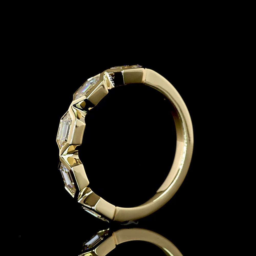 14K Yellow Gold 5-Stone Eternity Band with East-West Bezel Set Step Marquise Lab Diamonds - 1.26 Carats Total Diamond Weight - Covaloro Fine Jewelry - Image 4